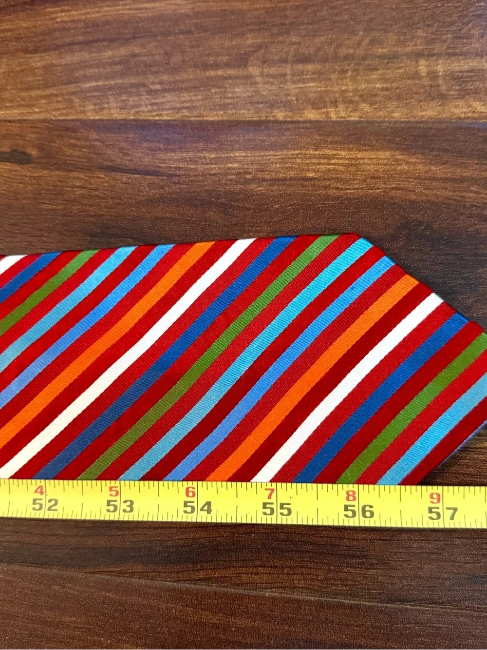 TOMMY HILFIGER Multicolor Diagonal Stripe Tie - Red, Blue, Green, Orange, Whit
